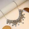 Bohemian Exotic Rhinestone Tassel Necklace & Earrings Set In Antiqued Alloy