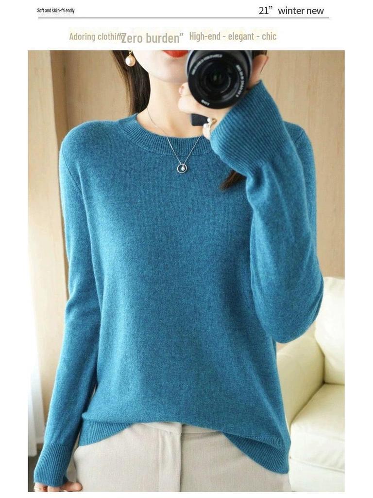 Trendy Women's Wool Sweater: Loose-Fit, Round Neck, Perfect for Autumn & Winter