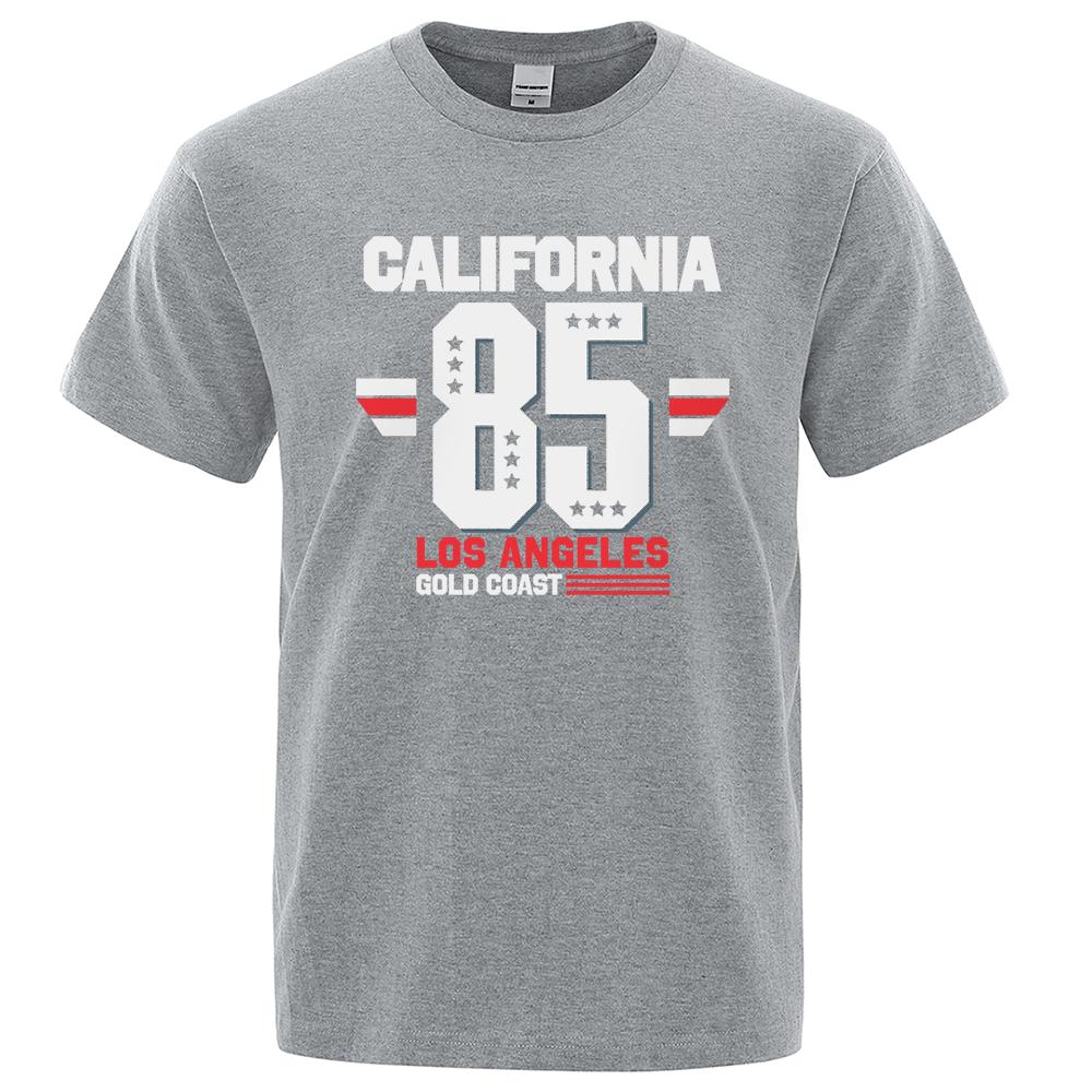 California 85 Los Angeles Gold Coast T-Shirt Casual Loose Tops Oversized Summer Tee Clothes Fashion Cotton Crewneck Men Clothes