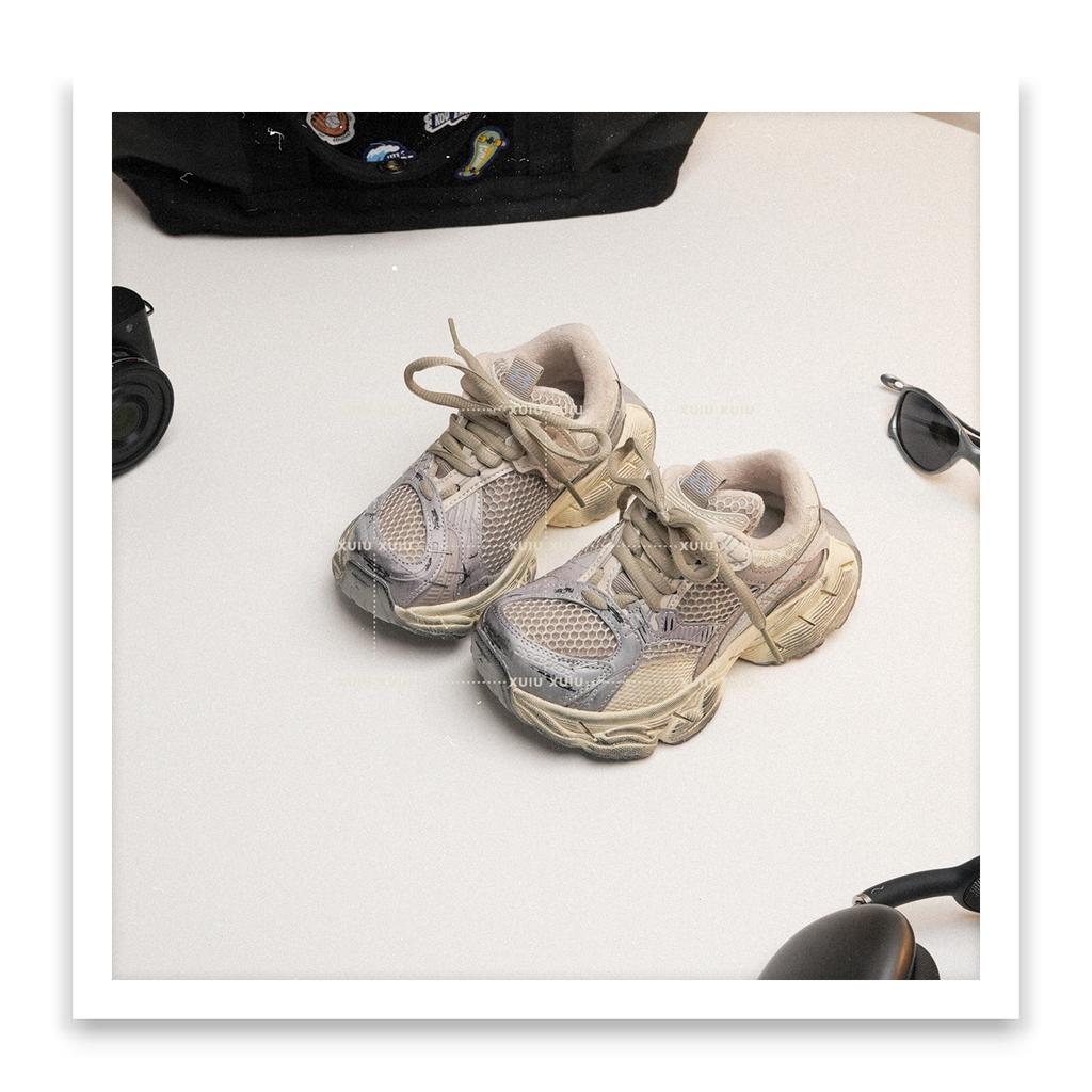 XSHX "Paris Staples" Children's Dad Sneakers Autumn and Winter Men's and Women's Velcro Parent-Child [Wenzhou Shoes]