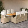 Vidaxl 9-Cz. Ensemble de Meubles de Jardin avec Coussins, Beige, Polyrotin