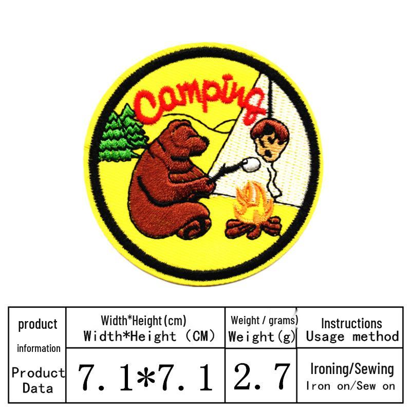 Round Embroidered Cloth Patch with Adhesive Backing - Ideal for Hats, Clothing, and Bag Accessories