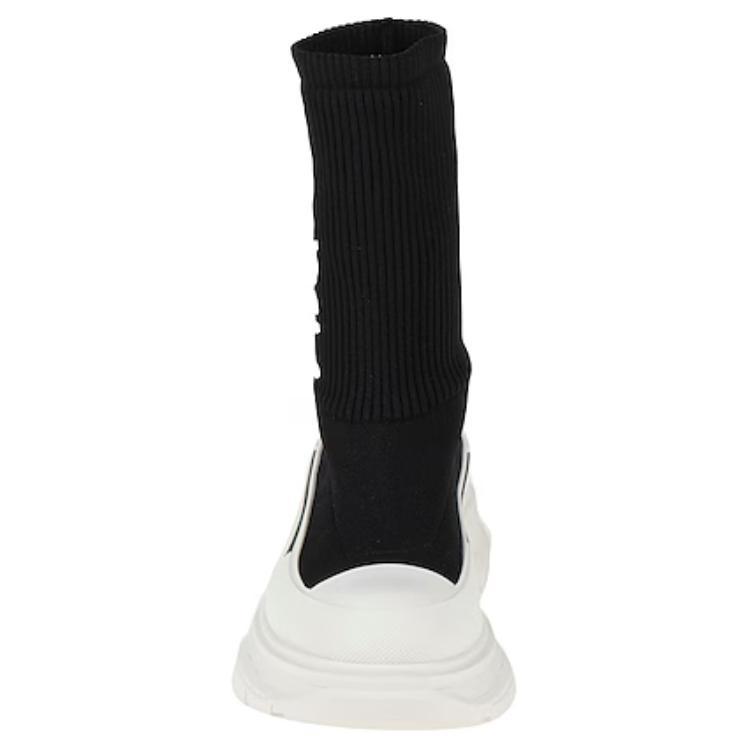 (WMNS) Alexander McQueen Tread Slick Knitted Boots 'Black White' Women's 708096W4U511041