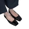 Sheepskin version~ black retro thin leather comfortable commuting flat shoes women's minimalist square head one pedal small single shoes