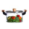 High Borosilicate Glass Soup Pot with Lid for Electric Stoves, Transparent Double Ear, Wood Handle.
