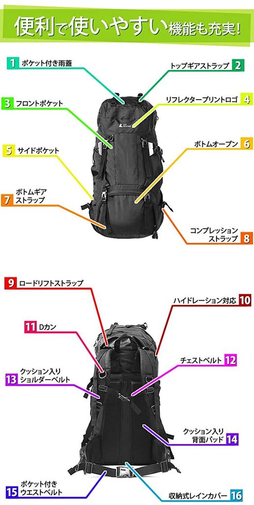 Hiking Large Capacity for Water and Stain Rain Cover Included [Radweather] Backpack, 60L, Teflon-coated Repellency, 2-Compartment Design, (Khaki)