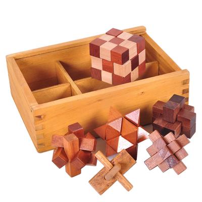 6Pcs/set Chinese Traditional Toy Luban Lock Unique Magic 3D Wooden Puzzles Intellectual Wooden Cube