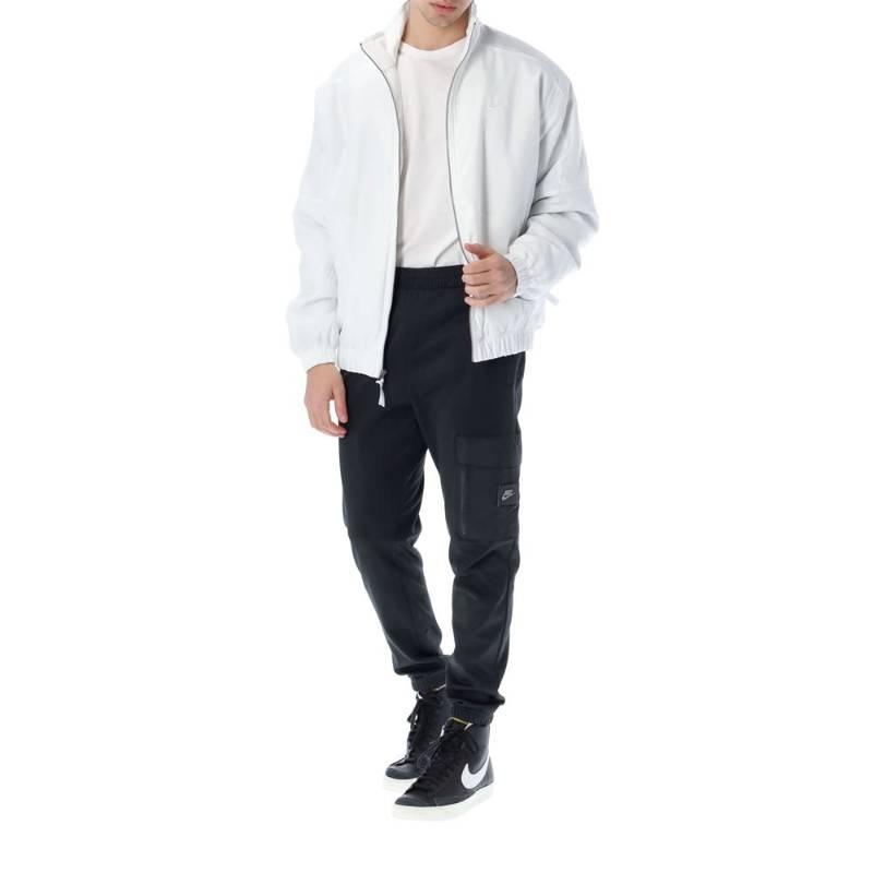 Men's Nike Solid Color Stand Collar Logo Casual Long Sleeves Jacket White DN1266-121