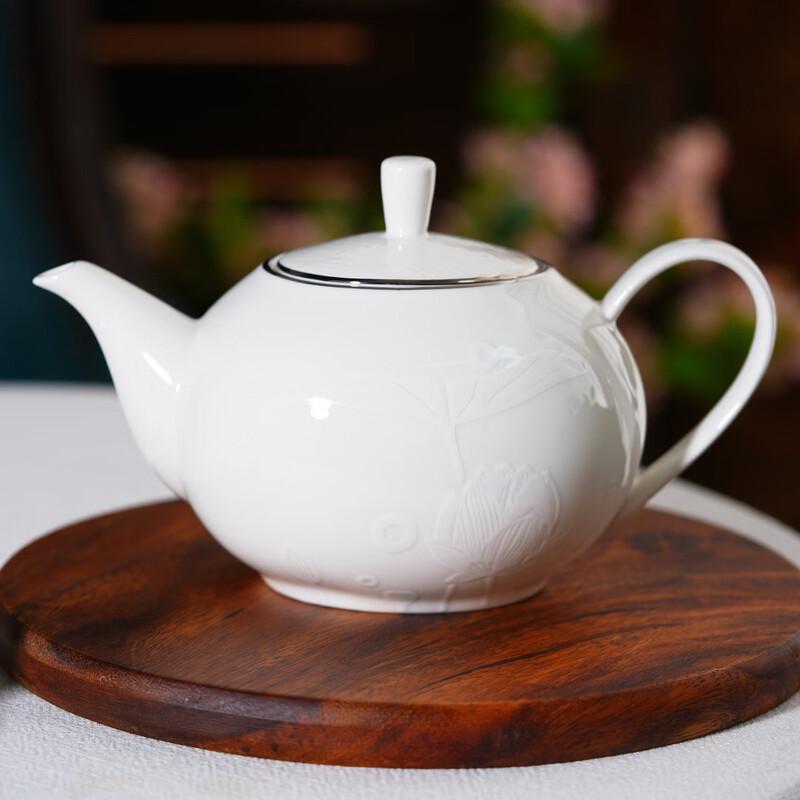 Jingdezhen Lotus Relief Bone China Teapot