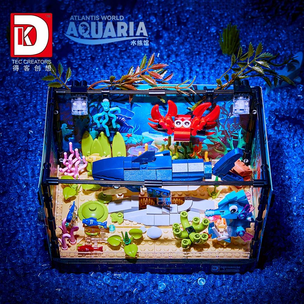 Aquarium Shark Crab Block Set With Fish Underwater World Led
