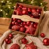 50pcs Solid Color Christmas Baubles Set Glitter Painted Xmas Tree Ornaments Holiday Decor