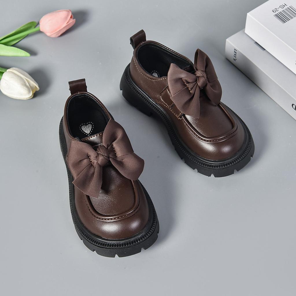 Girls Spring Autumn Soft Sole Oxford Shoes with Velcro for School Performance Black