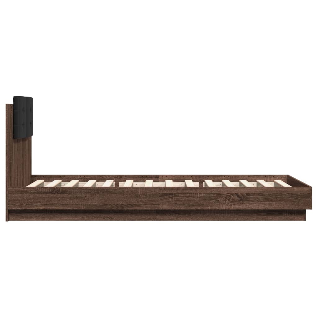 Vidaxl Rama Łóżka Z Wezgłowiem I Led, Brązowy Dąb, 90X200 Cm