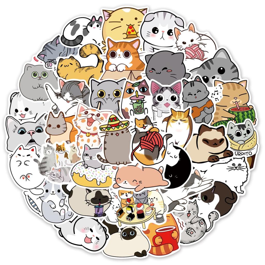 10 30 50pcs Cartoon Cute Funny Cat Graffiti Stickers Kawaii Animal Kids Toys Luggage Guitar Car Waterproof Pvc Decal Stickers