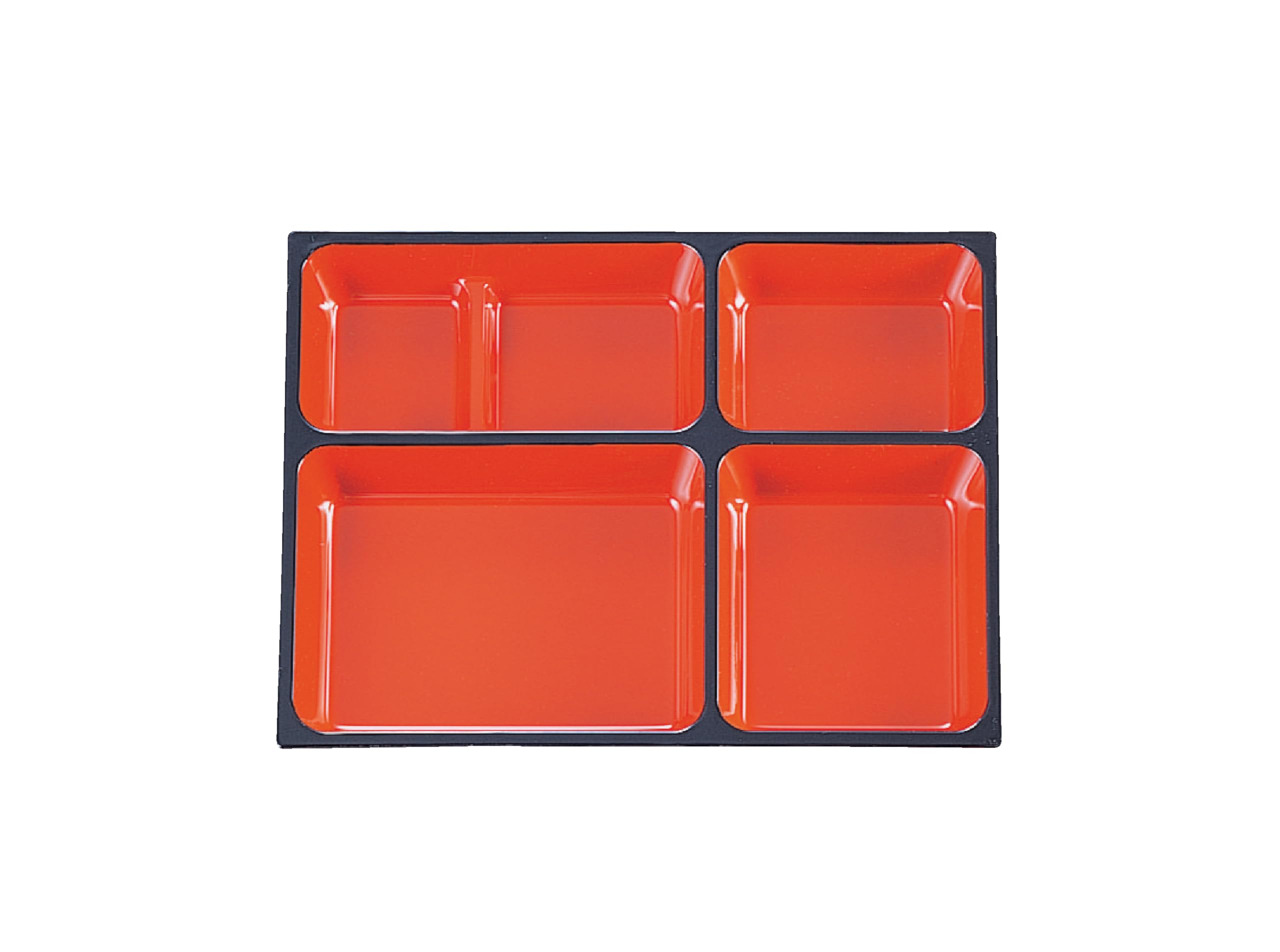 Wakaizumi Lacquerware Long Bento Box Vermilion and TA9-inch Divider, Black, 1-374-6