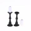 2Pcs Miniature Retro Candle Holder Set With 2 Candles Dollhouse Simulation Candlestick Model Dolls House Mini Scene Decoration