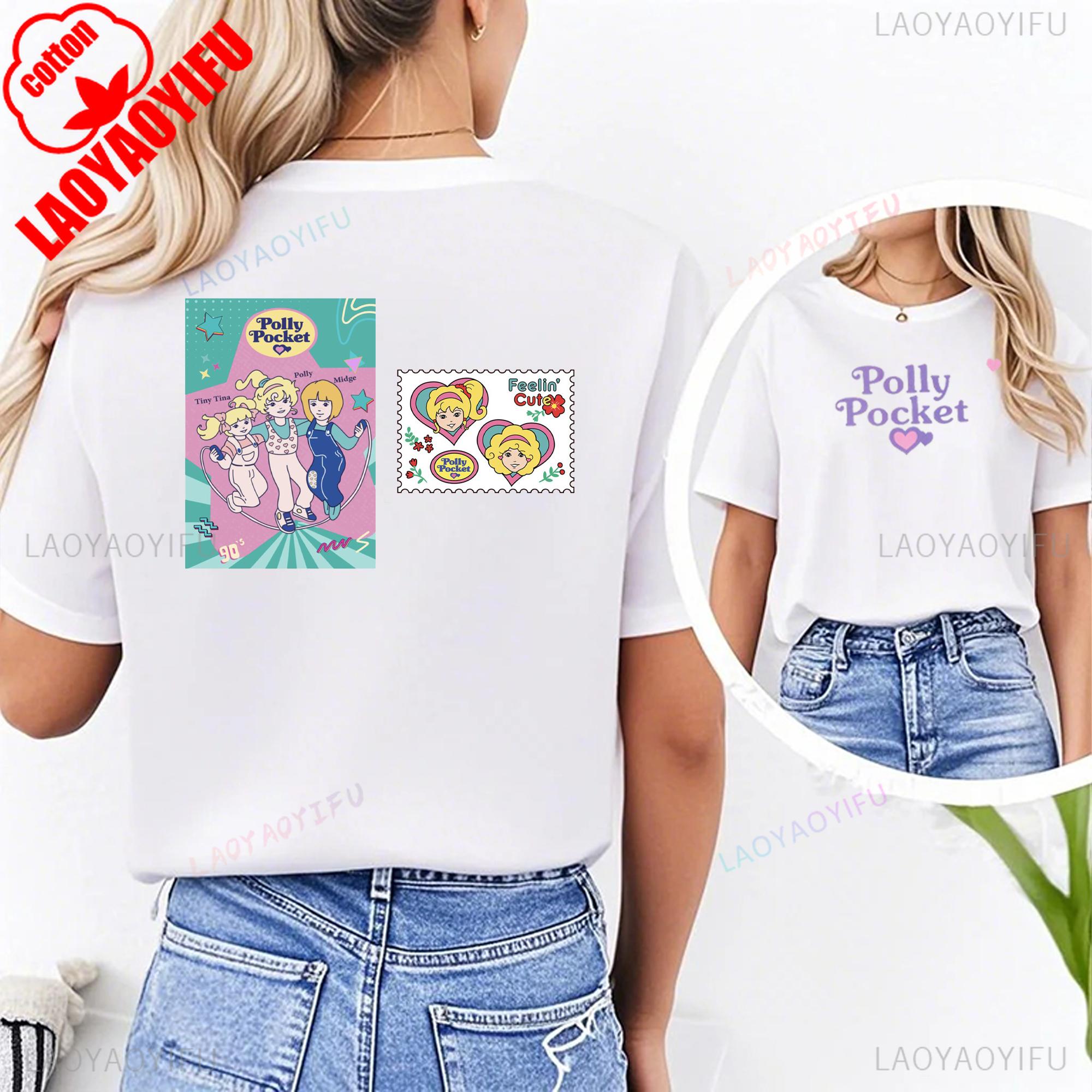 

Polly Pocket Printed T-shirt Cute Polly Pocket Tops Polly Pocket Cartoon T-shirt Fit Sweatshirt for Daily Wear Women T Shirt M