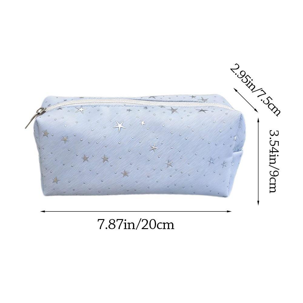 Multi-functional Star Polka Dot Storage Bag Large Capacity Zipper Design Pen Bag Stationery Bag School Office