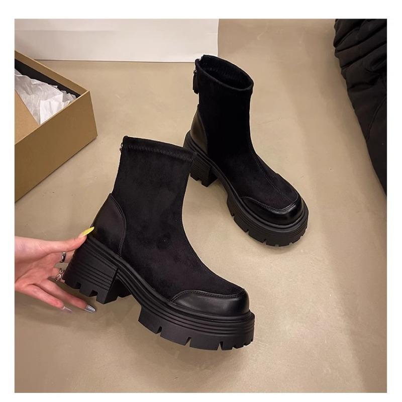 Autumn and winter elastic thin boots Martin boots Chelsea women's shoes platform short boots women