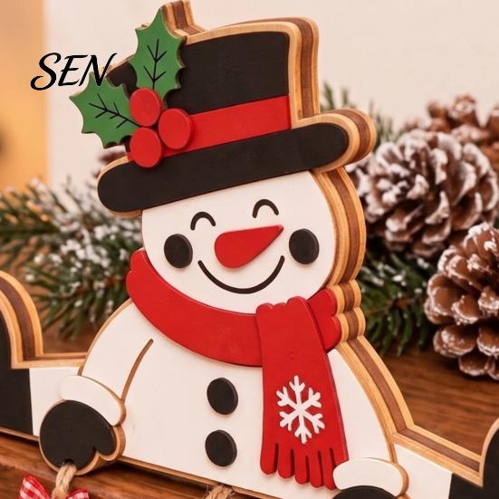 Indoor Christmas Decor Accessories Wooden Tabletop Decor, 2D Flat Hanging Shelf Sitters with JOY Ornaments, Reusable Holiday Ornaments Rustic