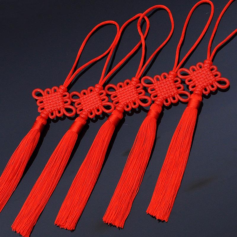 

5 шт. 24 см Новая акриловая пластиковая китайская кисточка Маленькая Большая Красная Праздничная кисточка Украшение Весеннего фестиваля Китайский узел Фаркоп для автомобиля