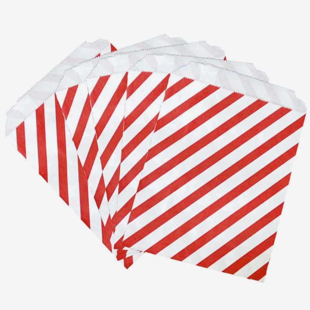 24Pcs with Stickers Christmas Paper Candy Bag Polka Dot Striped Pattern Cookie Packaging Bag Store