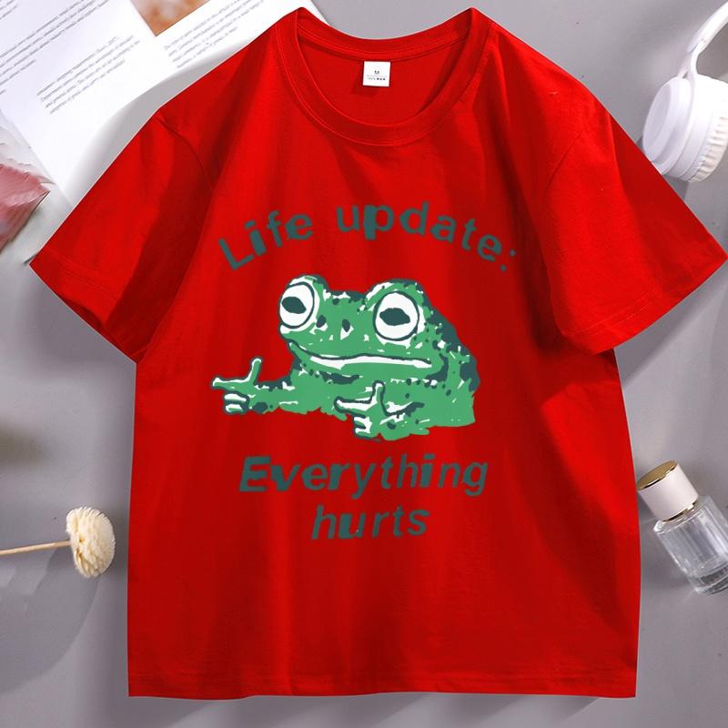 

Life Update Everything Hurts Funny Frog Tshirt Unisex Women Short Sleeve High Quality T Shirt Loose Round Neck Tshirt Unisexs Clothes 4XL