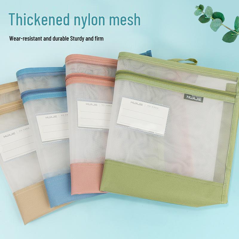 Multi-layer Zippered Mesh File Bag for Student Books and Papers