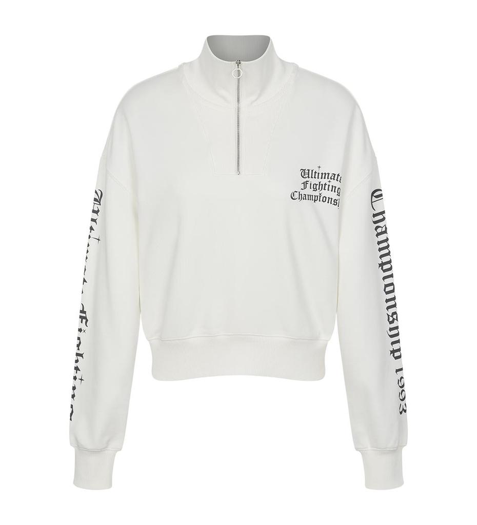UFC SPORT Ufc Gothic Crop Fit Half-Zip Sweatshirt Off-White U2Swv3209Ow