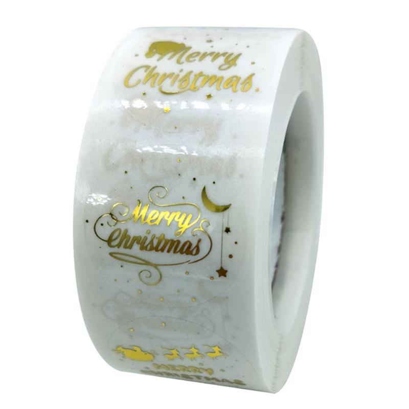 50-500pcs Round Merry Christmas Decoration Stickers 8 Design Seal Labels For Envelope Card Gift Wrapping Scrapbook