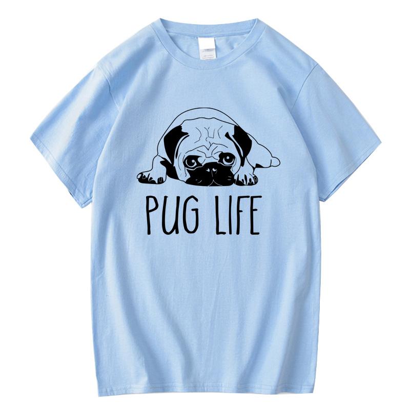 Mens High Quality Tshirt 100 Cotton Funny Pug Printed Loose Male Crewneck T Shirt Short Sleeve oneck Men tshirt Tops Tees