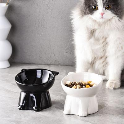 Food Dispenser Ceramic Cat Bowl Creative Cute Pet High Foot Bowl Non-slip Anti Tipping Dog Food Feeding Basin Neck Protection