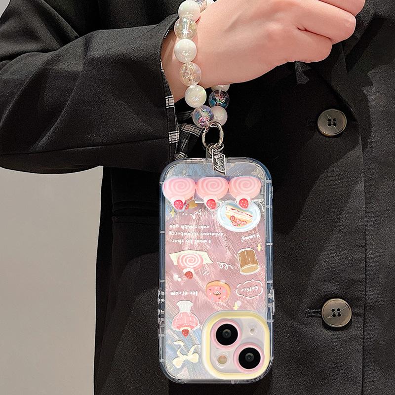 Strawberry Cake for IPhone 17 Mobile Phone Case 15pro Feather Yarn for IPhone 14 Promax Lens All Inclusive 13/12