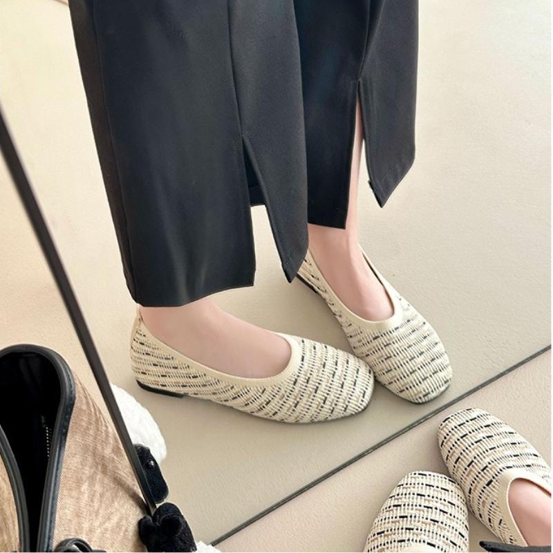 Fashion Women Leisure Flats Summer Autumn Flat Shoes Breathable Knitted Leopard Print Slip-on Female Daily Walking Driving Loafers