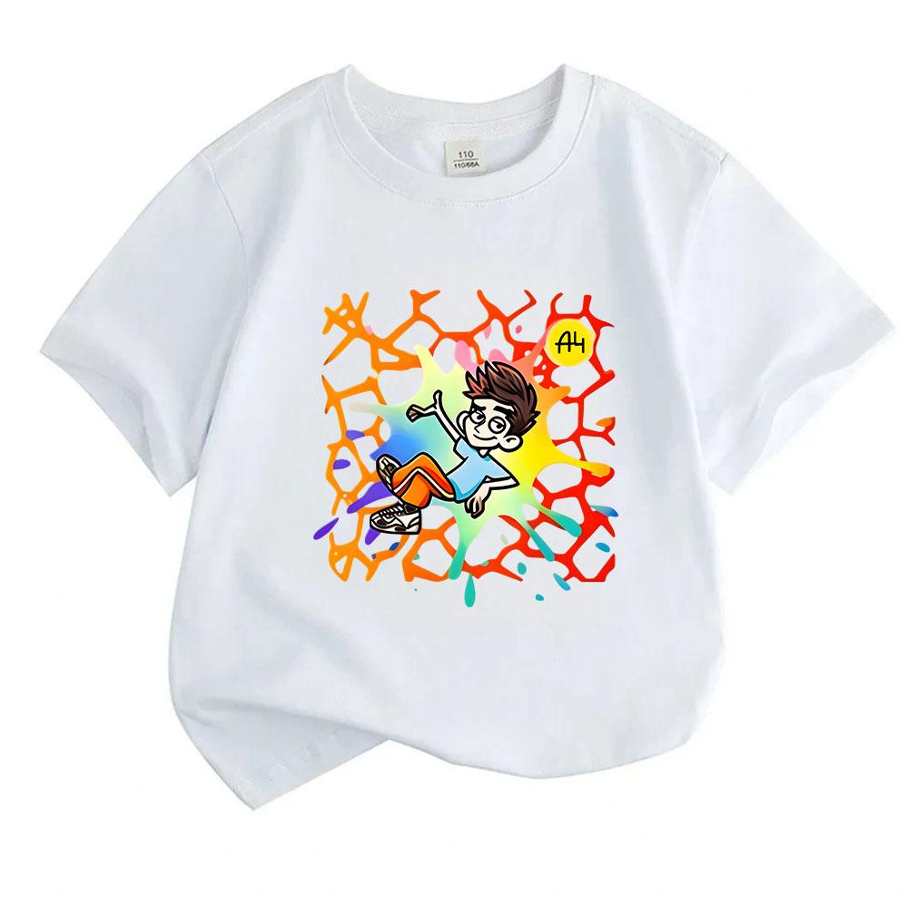 Kids Boys Girls Crew Neck Short Sleeve 100% Cotton T-Shirt, Cool Cartoon Boy Break Dance Printed Soft Breathable Casual Tees for Children Daily Wear S