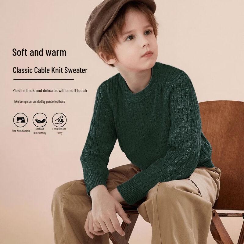 Kids  Round Neck Solid Color Sweater 120