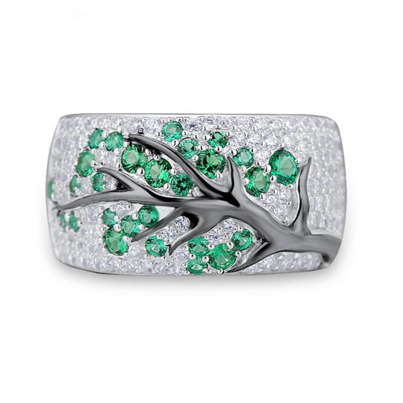 Branch Inlaid Stone Ring Plum Blossom Ring