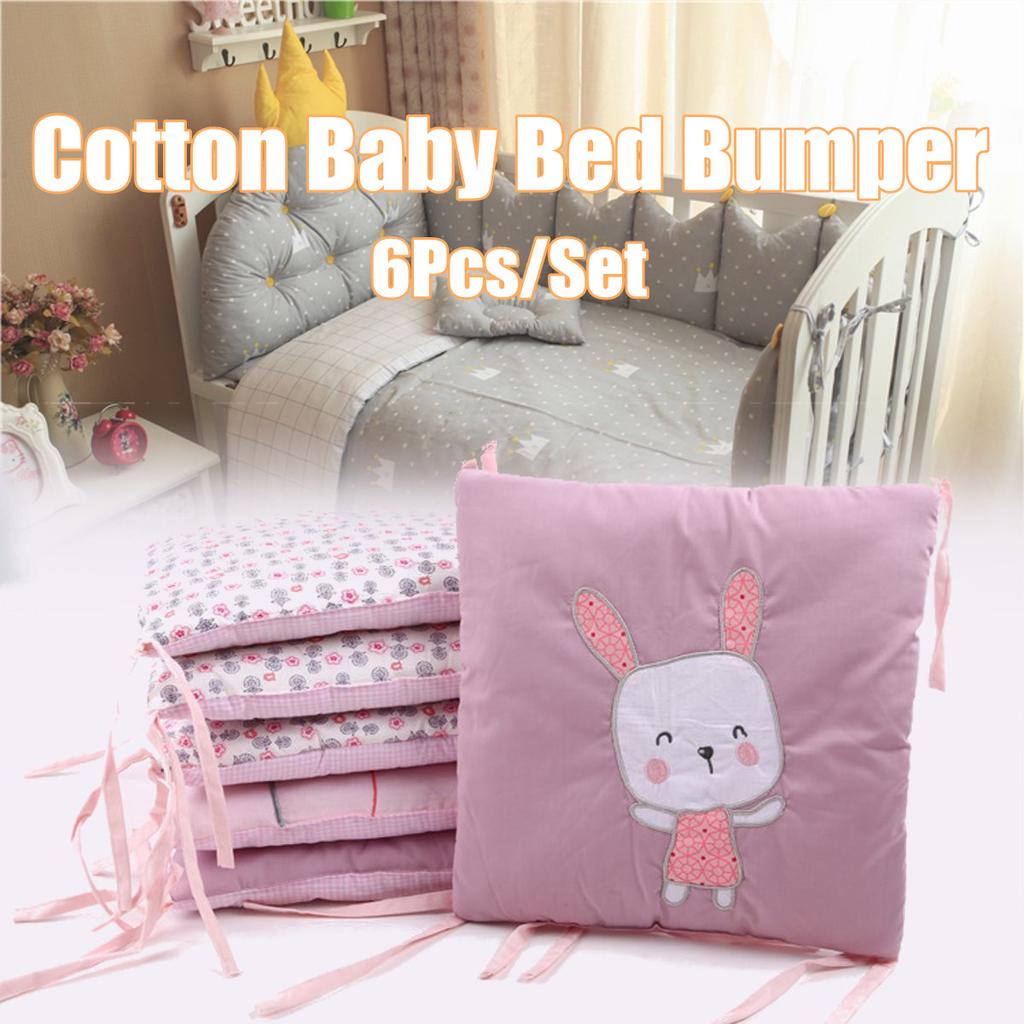 6Pcs Nursery Bedding Cushion Set Baby Cot Bed Soft Toddler Crib Bumper Protector