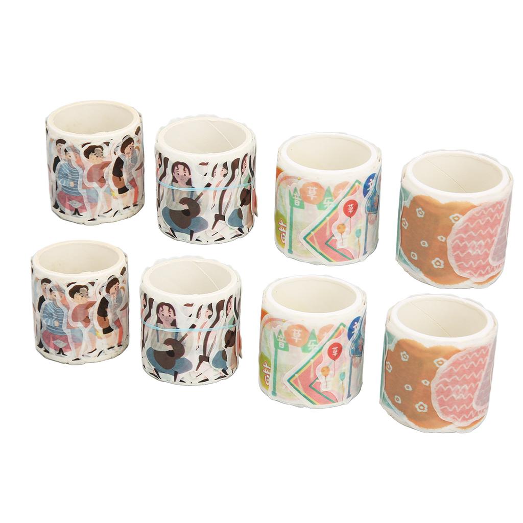 8 Rolls Japanese Paper Tape 35mm Wide Multiple Irregular Shape DIY Handbook Diary Decorative Tape