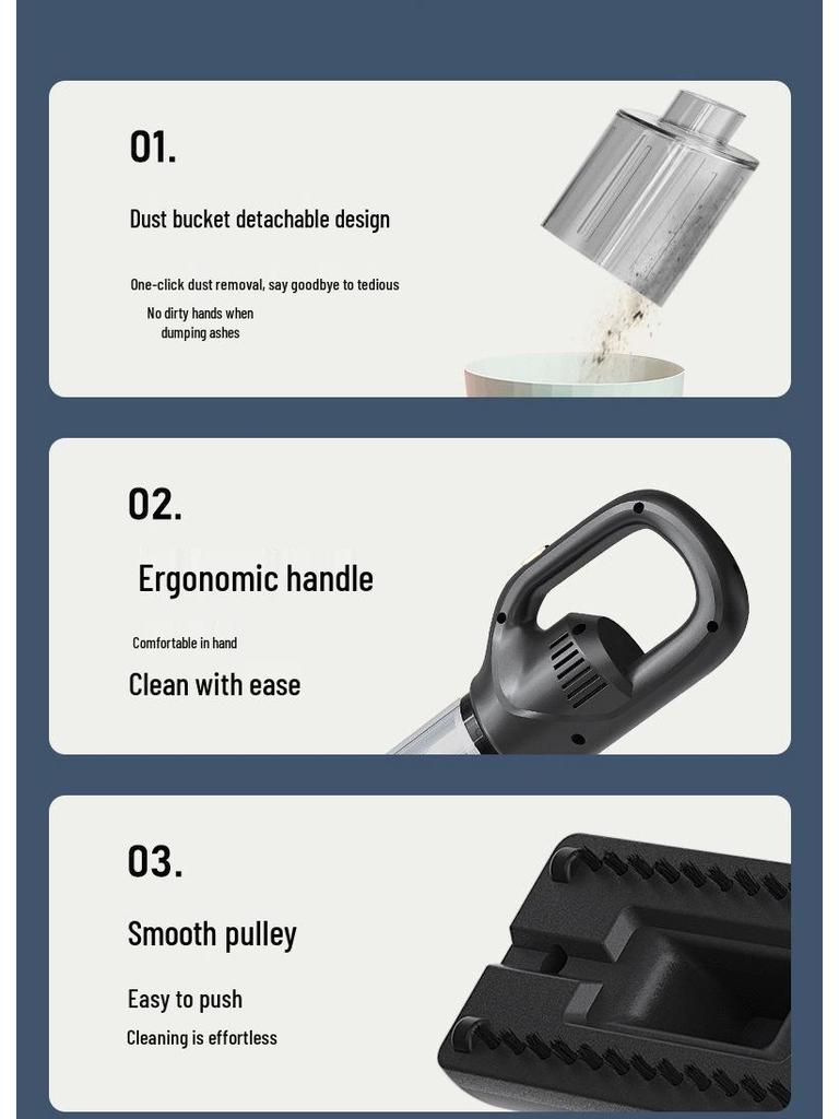 שואב אבק ידני אלחוטי נייד עם שאיבה חזקה לשימוש בבית ובמכונית