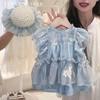 Adorable Korean Style Summer Set For Girls Featuring Soft Cotton Doll Shirt And Shorts