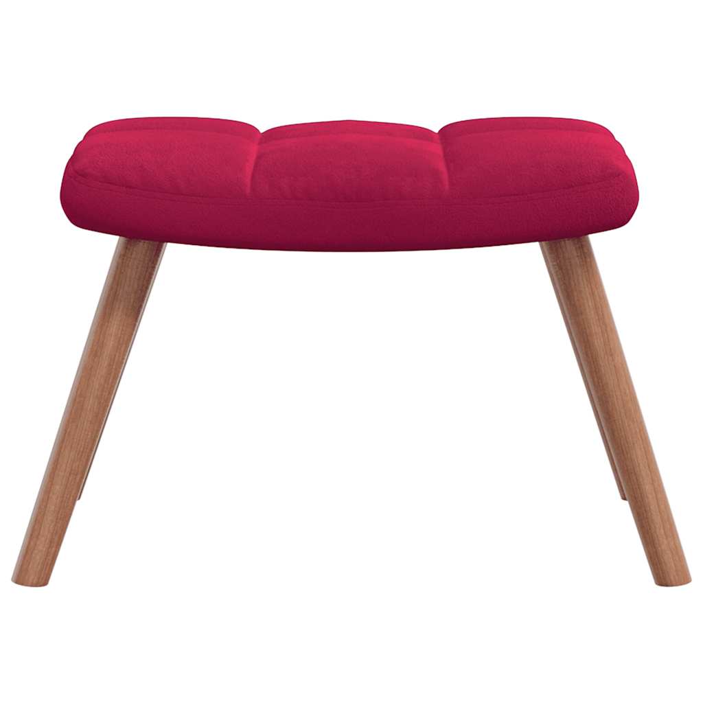 Relax Chair with Ottoman Wine Red Velvet