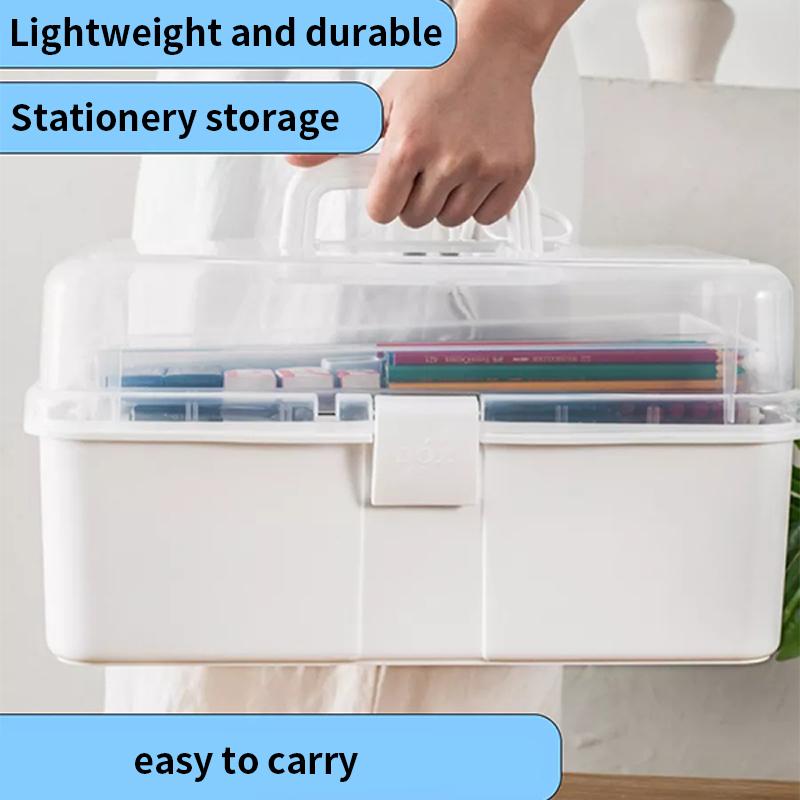 Large capacity storage box for art supplies, foldable multi-functional plastic portable makeup hair clip organizer box,