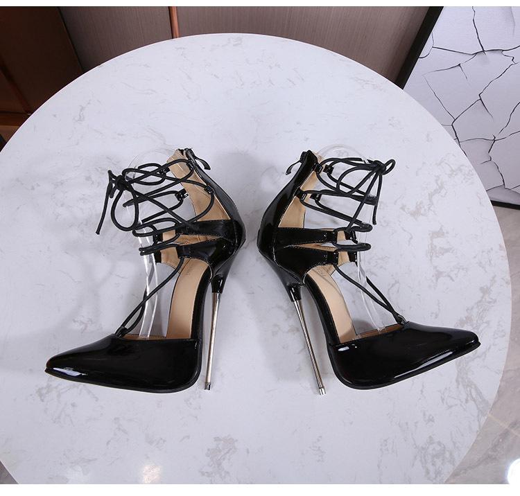 Cross Tied 16cm Heels Roman Women Shoes Fashion Thin with Sandals Big Size Shoes 47 Evening Model Nightclub WZ