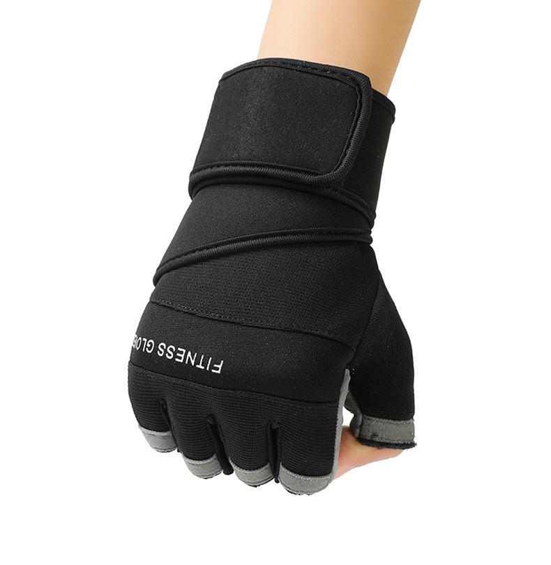 Summer Breathable Non-Slip Half-Finger Weightlifting Gloves with Extended Wrist Support