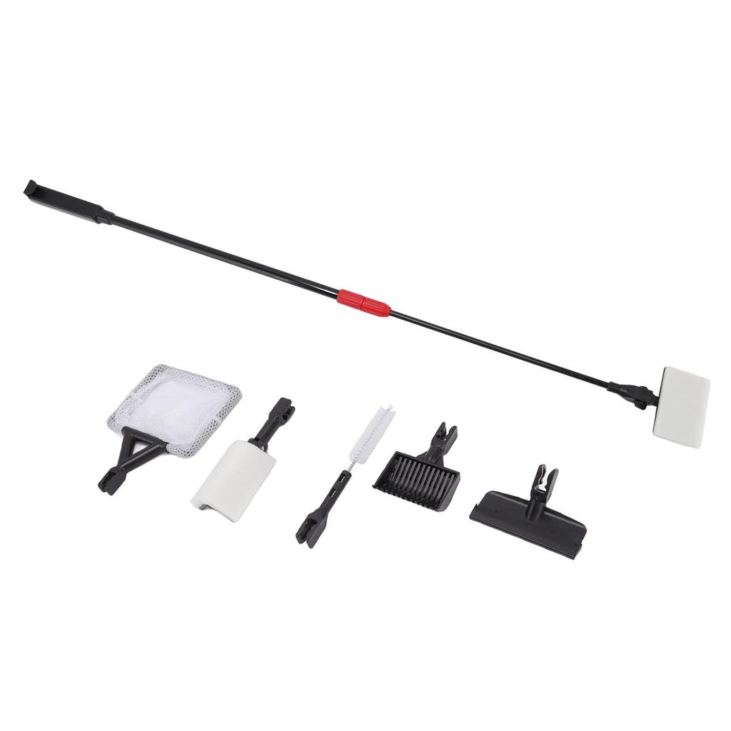 6 in 1 Fish Tank Cleaning Tools with Telescopic Handle Includes Algae Scraper Sand Rake Brush Fish