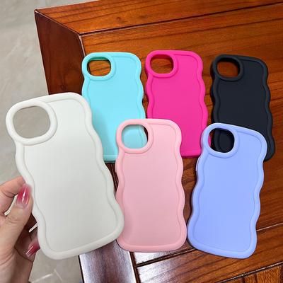 Macaron Large Waves Suitable for IPhone 16 Mobile Phone Case 13/14 Candy Color Large Hole PRO Soft Shell
