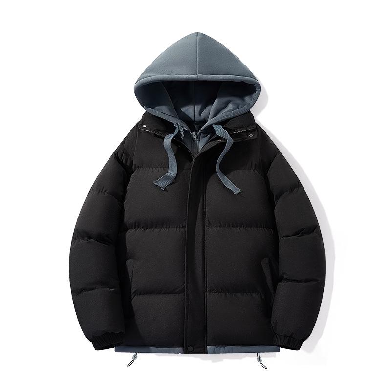 Qisenwei Winter Streetwear Faux Two-Piece Cotton Jacket – Windproof Waterproof Youth Puffer Jacket