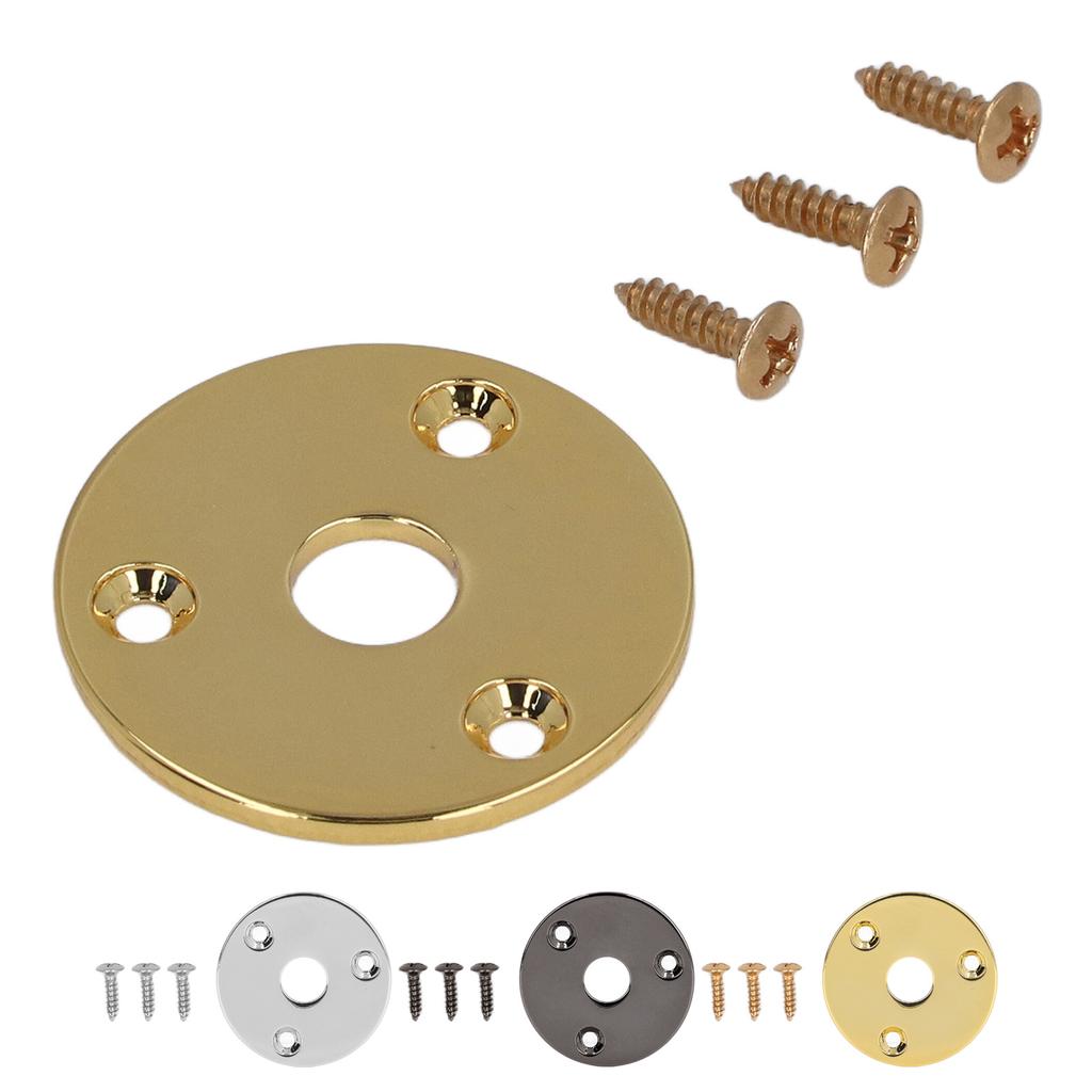 Guitar Jack Socket Plate Round Metal Input Output Cover Replacement Hardware for Bass with Mounting
