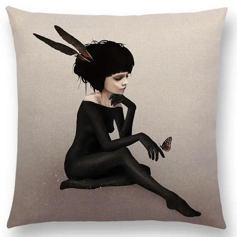 New Black White Style Wonder GirlSofa Pillow Case Elegant Lady Miracle Beauty Portrait Noble Mind Gorgeous Ideas Cushion Cover